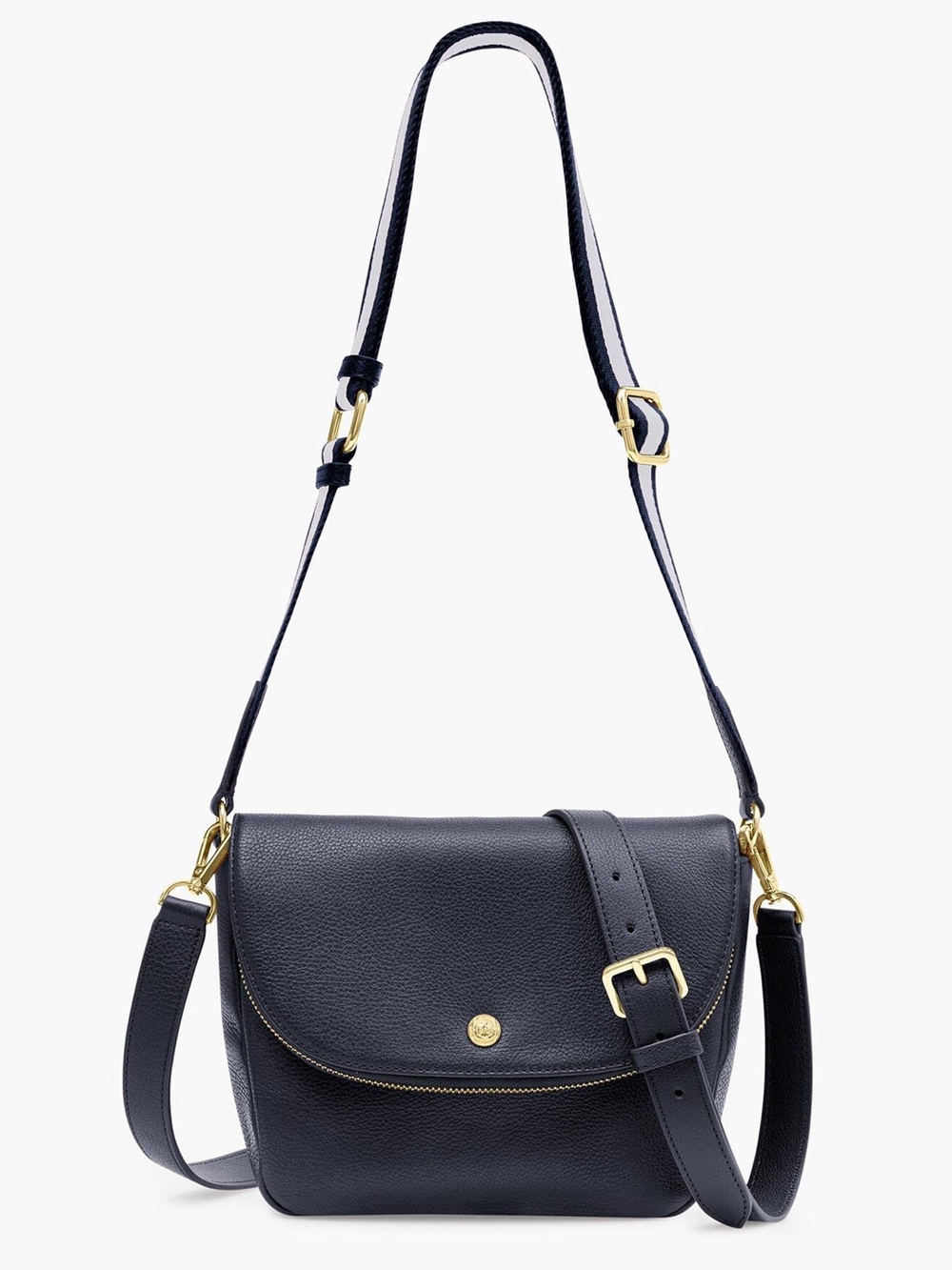 Talbots Navy Blue Pebbled Leather Crossbody - Convertible with 2X Straps - EUC